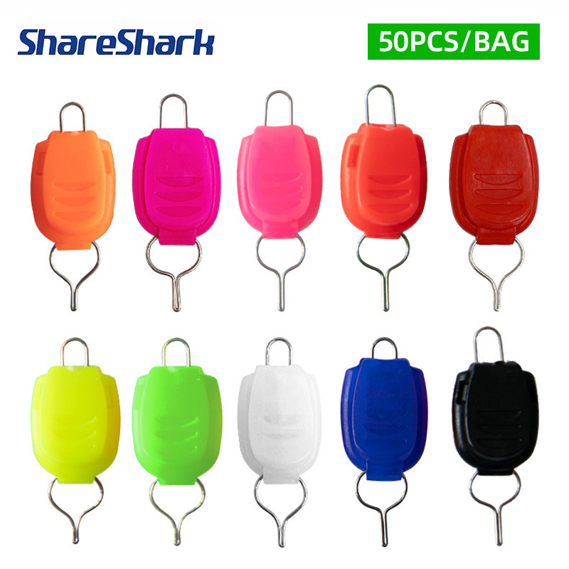Fly Reel - คลิปหนีบสายเอ็นตกปลา ShareShark 50 ชิ้น/ถุง สำหรับรอกเบทคาสติ้ง อุปกรณ์ตกปลา