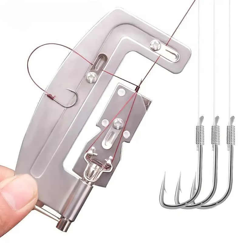 Baitcasting Reel - เครื่องมือผูกเบ็ดตกปลาแบบกึ่งอัตโนมัติ ทำจากสแตนเลสสตีล ใช้งานง่าย พกพาสะดวก อุปกรณ์เสริมสำหรับตกปลา เครื่องมือผูกปมสายเบ็ด